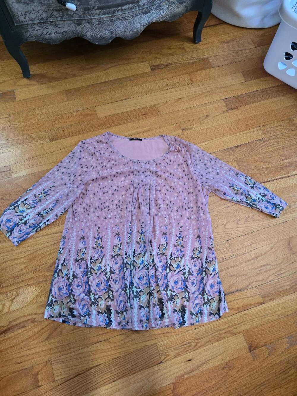 VALOLIA Women's 3/4 Sleeve Tunic Tops Casual Loose Fit Floral Blouses
